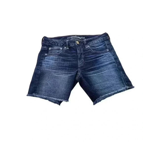 AMERICAN EAGLE OUTFITTERS STRETCH DARK WASH DENIM SHORTS•SIZE 2• - Picture 2 of 9